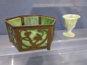Green Akro Agate Planter & Hand Vase