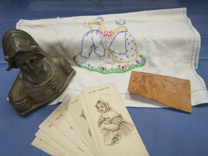Dutch Leather Postcard, Cast Bust, Valentine Bookmarks