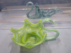 End of Day Swans Blown Glass