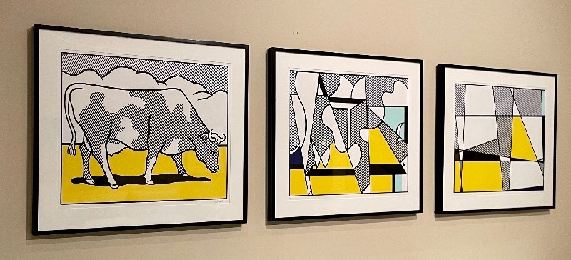 lot 4 image: Roy Lichtenstein Cow Triptych  Cow Going Abstract Lithographs