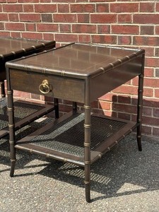 lot 45 image: Woodbridge Henry Side Tables in Onyx Finish with Gold Accents