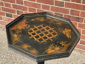 lot 38 image: DUX - Black Gilt Tripod Octagonal Side Table