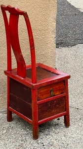 lot 41 image: Antique Red Painted Chinese Chair  Antique Ming Style Red Chinese Chair