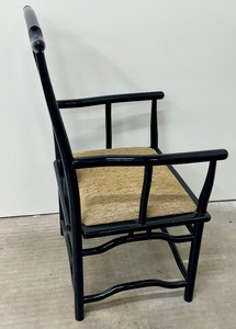 lot 52 image: Black Painted Wood Asian Style Accent Chair