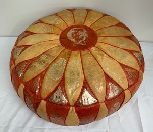 lot 74 image: Vintage Moroccan Leather Pouf Cushion