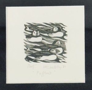 lot 100 image: Puffins and Cormorants Artist Proof Prints by KM Lindsley