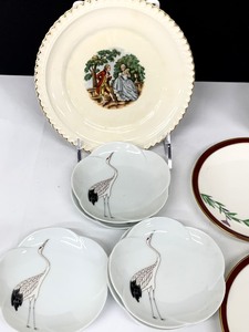 lot 85 image: Vintage Collection of Plates, including a Harker 22K Gold Rimmed Plate