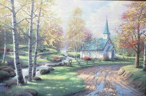 lot 115 image: Framed Thomas Kinkade The Aspen Chapel #31623