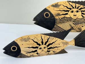lot 59 image: Set of Three Pedro Marcos Artisan Crafted Wooden Fish Figurines