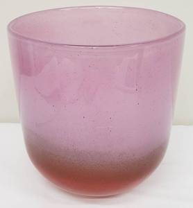 lot 128 image: Signed Henry Dean Belgian Hand Blown Pink & Red Art Glass Vase