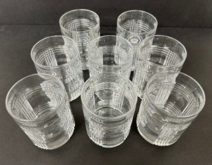 lot 129 image: Beautiful Ralph Lauren Crystal Glasses Old Fashioned Glen Plaid Lot of 8