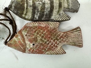 lot 143 image: Hanging Pottery Fish Decor