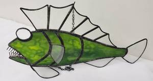lot 166 image: Three Stain Glass Decorative Fish with Chains for Hanging