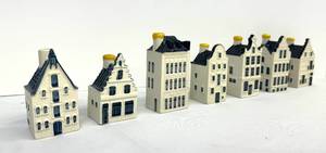 lot 175 image: Set of Seven KLM Delft Blue Houses including KLM Delft House 75