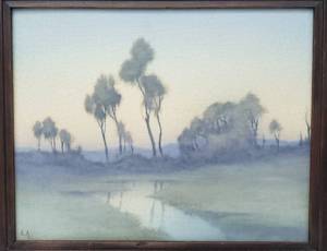lot 236 image: Beautiful Original Lenore Asbury (1866-1933) Framed Vellum Glazed Plaque