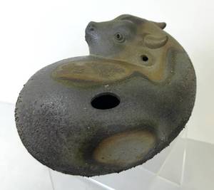 lot 256 image: Hikaru Shimamura Wood Fired Stoneware Ox Figure