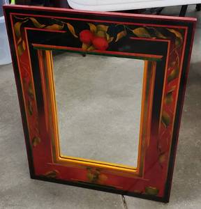 lot 285 image: Decorative Hand Painted Apple Motif Wall Mirror