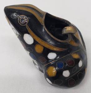 lot 313 image: Vintage Cloisonne Copper Frog Ashtray
