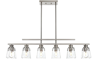 lot 169 image: VINLUZ 6 Light Farmhouse Chandeliers Brushed Nickel Dining Room Lighting Fixture