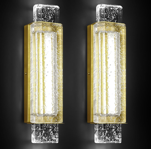 lot 171 image: Modern Crystal Wall sconces Set of Two with Bubble LED Bathroom Light Fixture Gold Vanity Lights (2 Pack)