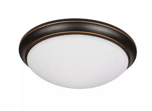 lot 177 image: Withers 13 in. Light Oil-Rubbed Bronze Adjustable CCT Integrated LED Flush Mount with Glass Shade