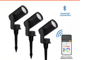 lot 179 image: 10-Watt Equivalent Low Voltage Black LED Outdoor Landscape Spotlight with Smart App Control (2-Pack) Powered by Hubspace