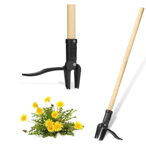 lot 184 image: Lot of 7 Weed Puller Tool Stand Up Heavy Duty Weeding Tool with Long Wooden Handle
