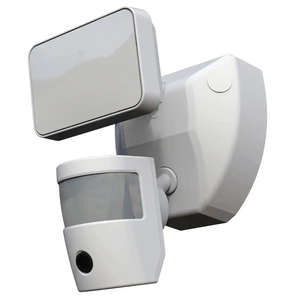 lot 186 image: Lot of 2 HeathZenith Video Wi-Fi Connected White Wired Single Head Motion Activated Outdoor Security