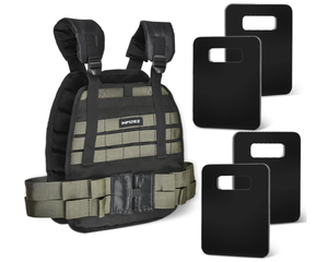 lot 191 image: Tactical Adjustable Weighted Vest 12-31lbs with Weight Plates 8x10 inch Included