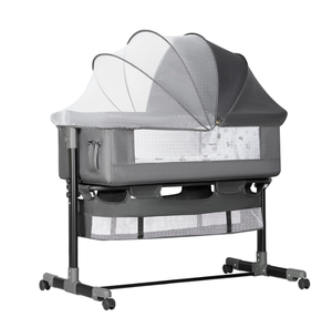 lot 236 image: Baby Bassinet, Easy to Fold Portable Crib Side Bassinet (Dark Gray)