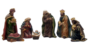 lot 265 image: The Gerson Company Holiday Nativity Manger Scene Set Figurines Three Kings Baby Jesus Resin Decor