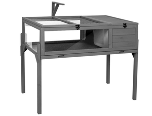 lot 315 image: Tortoise Habitat Indoor & Outdoor, Wooden Tortoise House with Detachable Legs
