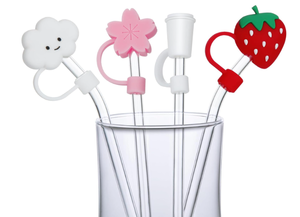 lot 405 image: 128 Silicone Straw Tips and lot of 200 Stickers