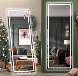 lot 409 image: Hasipu Full Length Mirror with Lights, 65 x 22 Lighted Floor Standing LED Mirror