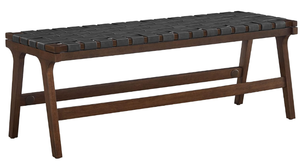 lot 414 image: Ball & Cast Faux Leather Woven Dining Bench Breathable Weave Entryway Bench for Bedroom, 48 in Dark Grey