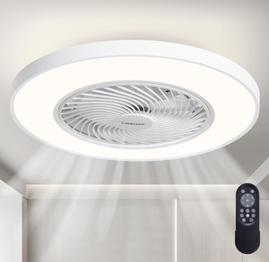 lot 23 image: Bladeless Ceiling Fan with Light and Remote, Low Profile Enclosed LED Ceiling Fan