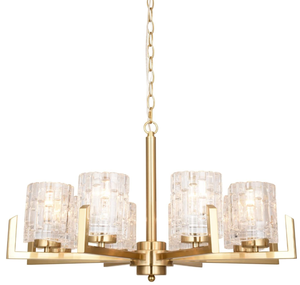 lot 24 image: ALICE HOUSE 25.6 Dining Room Chandeliers, 8 Light Brushed Brass Contemporary Light Fixture