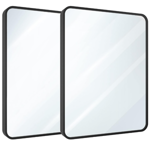 lot 30 image: LOT OF 2 USHOWER Black Bathroom Mirrors, Metal Frame Rectangle Mirror
