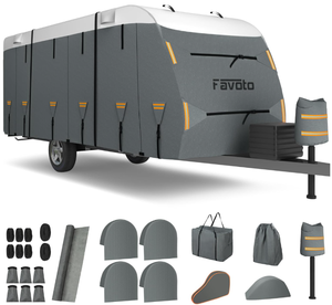 lot 36 image: RVMasking Waterproof 600D Top RV Travel Trailer Cover for Motorhome