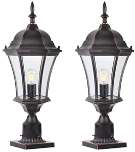 lot 105 image: LOT OF 2 Cast Aluminum 24 Large Post Light with 3 Pier Mount