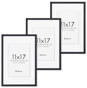 lot 216 image: LOT OF 3 Fun Memories Picture Frame Black, Solid Oak Wood Frame