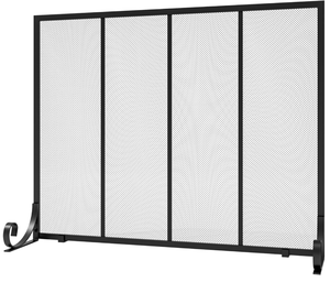 lot 249 image: Fire Beauty Flat Panel Fireplace Screen Free Standing Spark Guard Wrought Metal Gate Cover for Home
