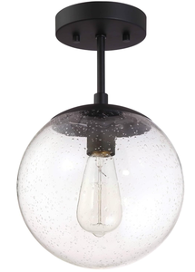 lot 251 image: Design House 588517 Gracelyn Modern Indoor Dimmable Semi-Flush Ceiling Light with Clear Seedy Glass Globe