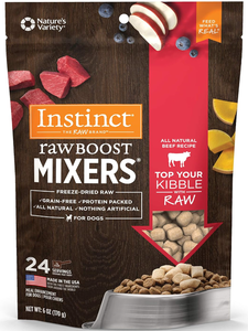 lot 260 image: LOT OF 12 6oz Instinct Freeze Dried Raw Boost Mixers Grain Free All Natural Beef Recipe Dog Food Topper