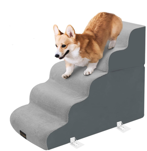 lot 329 image: Dog Stairs, Detachable Pet Stairs with Washable Cover, 23.6 High Foam Dog Ramp for Bed