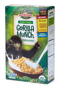 lot 339 image: LOT OF 36 EnviroKidz Gorilla Munch Organic Corn Puffs Cereal, 10oz