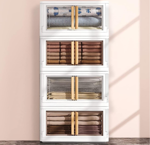 lot 345 image: LOT OF 4 Wookon Storage Bins with Lids - Stackable Storage Bins,Collapsible Storage Bins