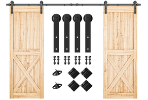 lot 276 image: SMARTSTANDARD 10FT Double Barn Door Hardware Kit