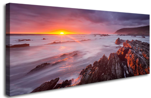 lot 278 image: Canvas Print Nature Wall Art Sunset Over The Ocean, Measures 30inchx60inch