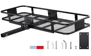 lot 61 image: CAMOCOL Trailer Hitch Cargo Rack Folding Hitch Mount Cargo Carrier Vehicle Cargo Basket